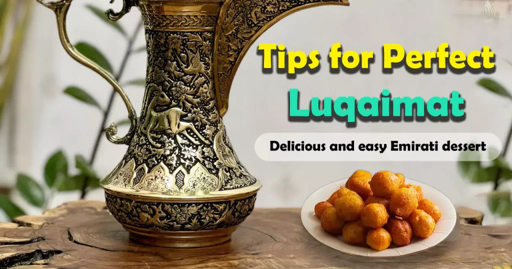 step-by-step guide to making Luqaimat, a delicious and easy Emirati dessert, with pictures included